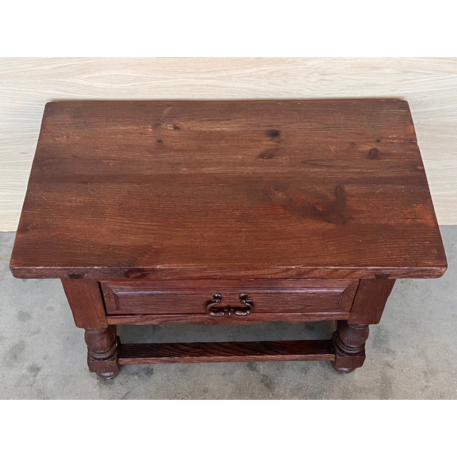 Late 19th Century Rustic Artisan Made Pyrenees Mountains Side Table End Table For Sale - Image 4 of 12