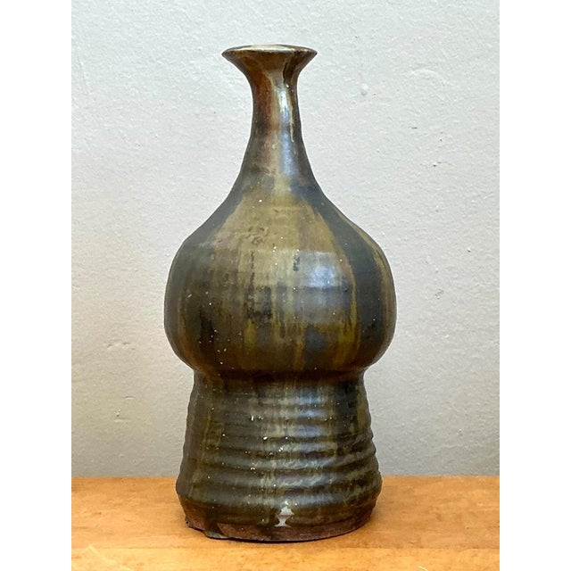 Vintage Textured Studio Pottery Vase For Sale In West Palm - Image 6 of 17