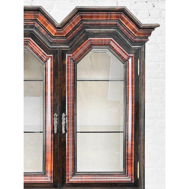 19th Century Kussenkast Display Bookcase in Wood Marquetry, Glass and Velvet For Sale - Image 4 of 12