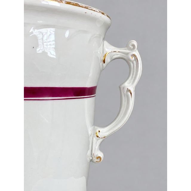 C. 1865–1875 American White Ironstone Magenta & Gilt Monogrammed Slop Jar For Sale - Image 4 of 11