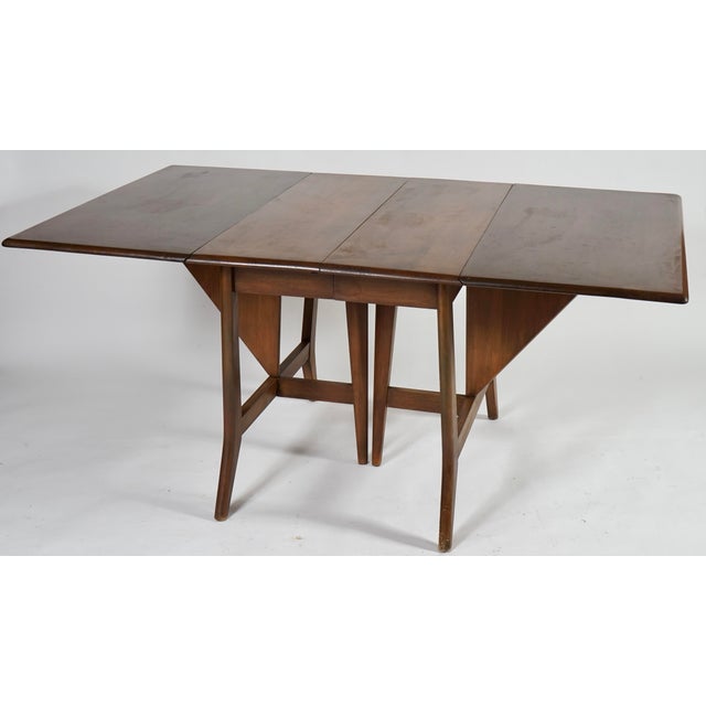 Brown Mid Century Modern Heywood Wakefield Gate Leg Drop Leaf Dining Table For Sale - Image 8 of 10