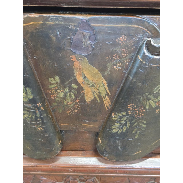 Wood Antique Chinese Qing Dynasty Lacquer Side Table With Birds and Flowers For Sale - Image 7 of 17