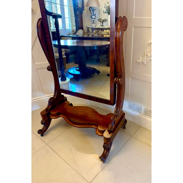Wood Antique Victorian Mahogany Cheval Mirror, 1860s For Sale - Image 7 of 8
