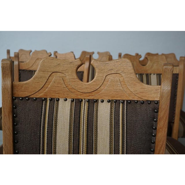 Brutalist Danish Oak Dining Chairs in the style of Henning Kjaernulf, 1960s, Set of 6 For Sale - Image 9 of 11
