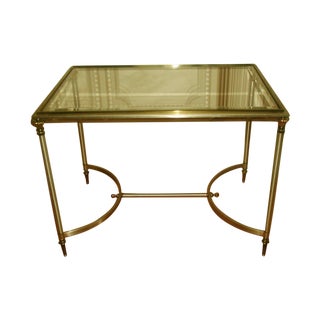 Italian Neoclassical Brass & Pewter Coffee Table For Sale