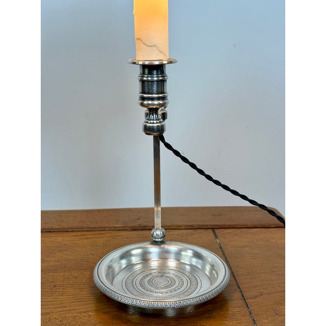 Maroon 19th Century Quinquet Lamp in Silvered Metal, 1890s For Sale - Image 8 of 14