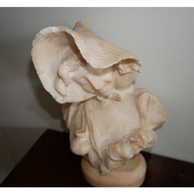 White Early 20th Century Marble Bust of a Young Girl Sculpture For Sale - Image 8 of 15