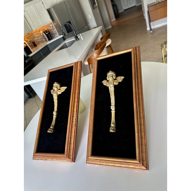 Pair French Gilt Bronze Angle Wing Architectural Fragment Framed For Sale In Palm Springs - Image 6 of 16