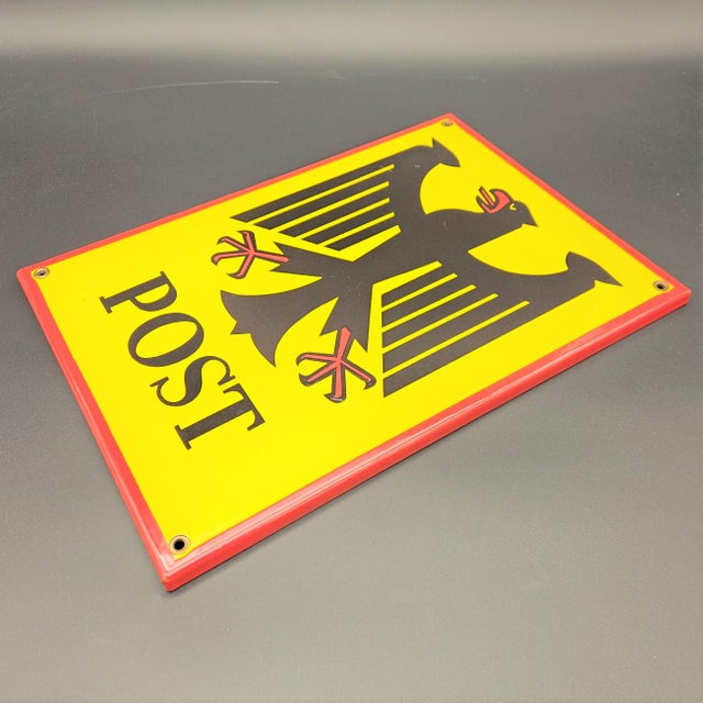 Enamelled Post Advertising Sign, 1950s-1960s, in Flawless conditions. Designed 1950 to 1959