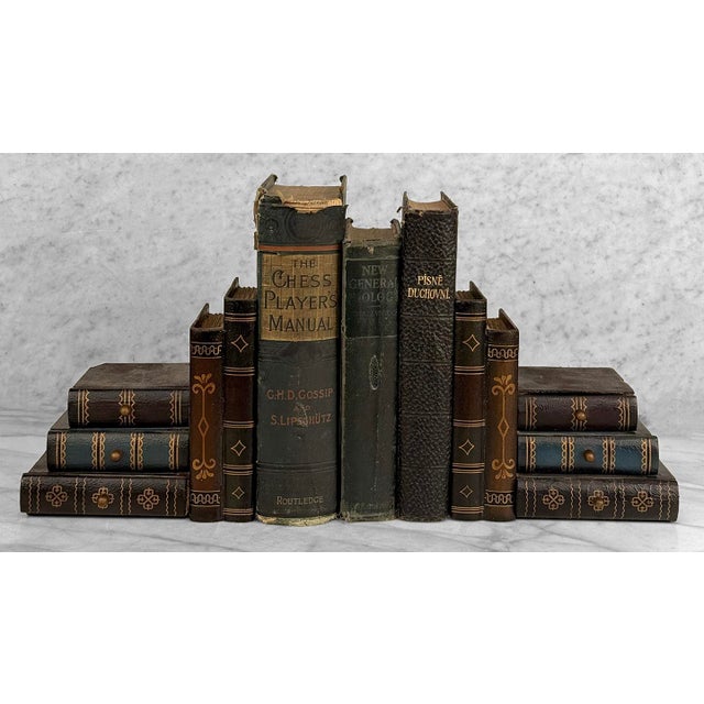 A Pair of Traditional Wooden Faux Book Library Bookends, c. Late 20th Century - Each Made of Wood with an Original Painted...