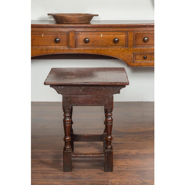 English English 1800s Georgian Oak Side Table with Single Drawer and Baluster Legs For Sale - Image 3 of 12