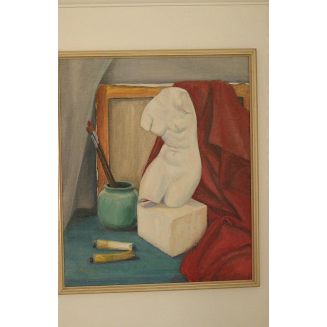 Original Swedish Oil on Canvas – “Sculpture” by Bernier – Signed & Dated 1955, Framed 50 × 59 cm (19.7" × 23.2") A...