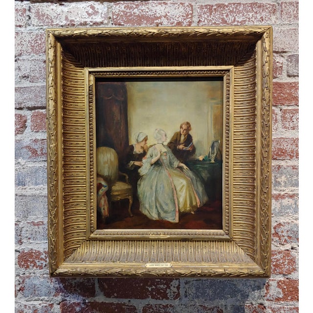 Alfred De Dreux 19th Century Woman in a French Interior -Oil Painting For Sale - Image 10 of 10