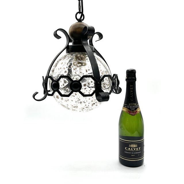 Mid-Century Murano Cage Lamps in Bullicante Glass with 24k Gold Dust and Wrought Iron from Seguso, 1960s, Set of 2 For Sale - Image 18 of 18
