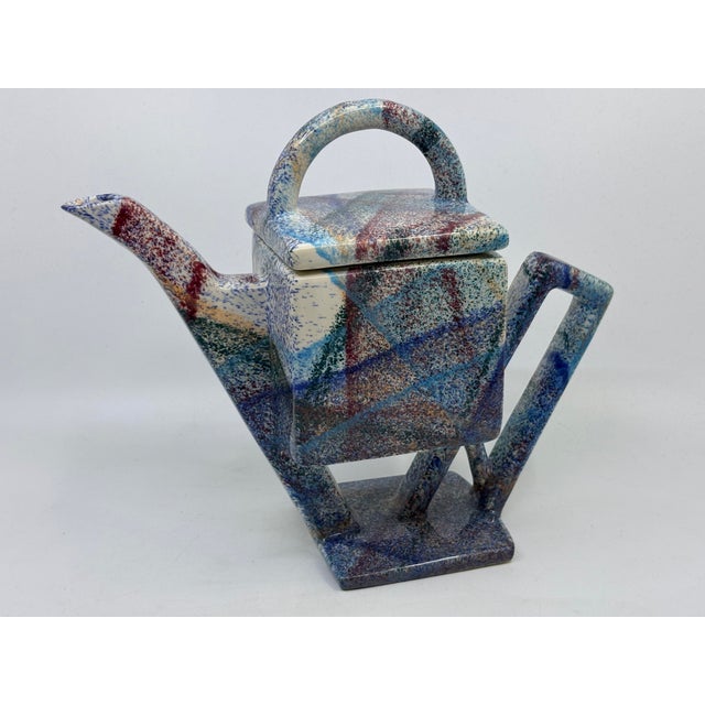 1990s Postmodern Multi Color Tea Pot by Charles Nalle For Sale - Image 4 of 11