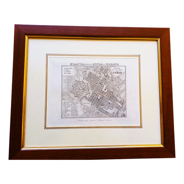 Antique Map Engraving of the City Plan of Turin from Stamperia Artaria Milano, 1834 For Sale