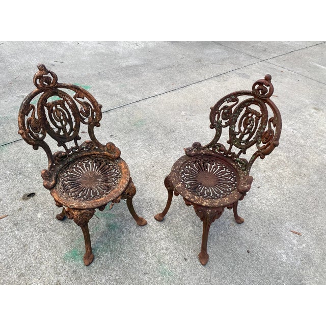 Victorian Metal Outdoor Garden Chairs - Set of 2 For Sale - Image 10 of 10