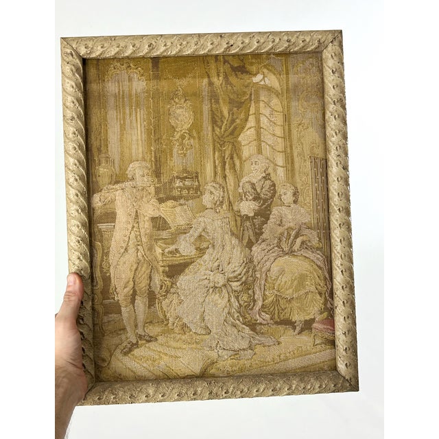 Antique Framed French Parlor Scene Tapestry For Sale - Image 9 of 9