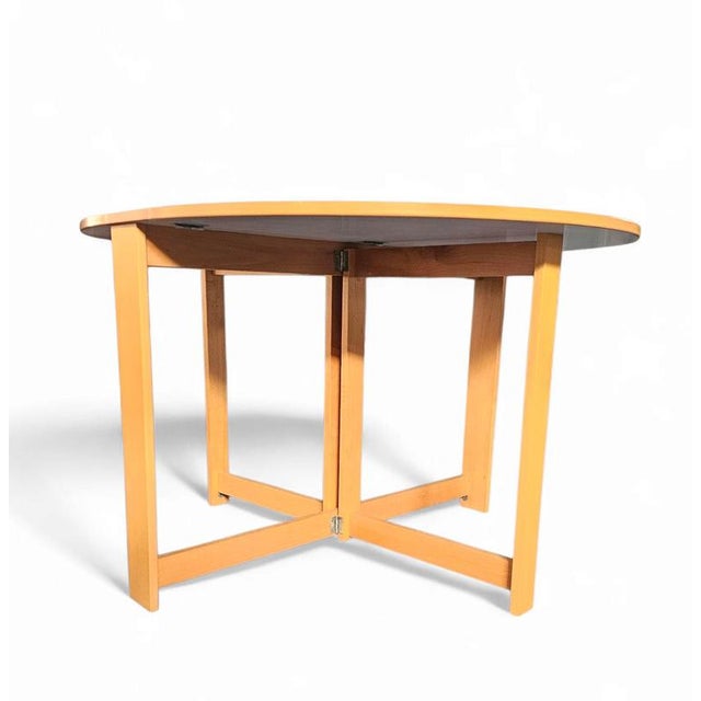 Vintage Scandinavian Folding Dining Table with Side Leaves and White Formica Top For Sale - Image 4 of 18