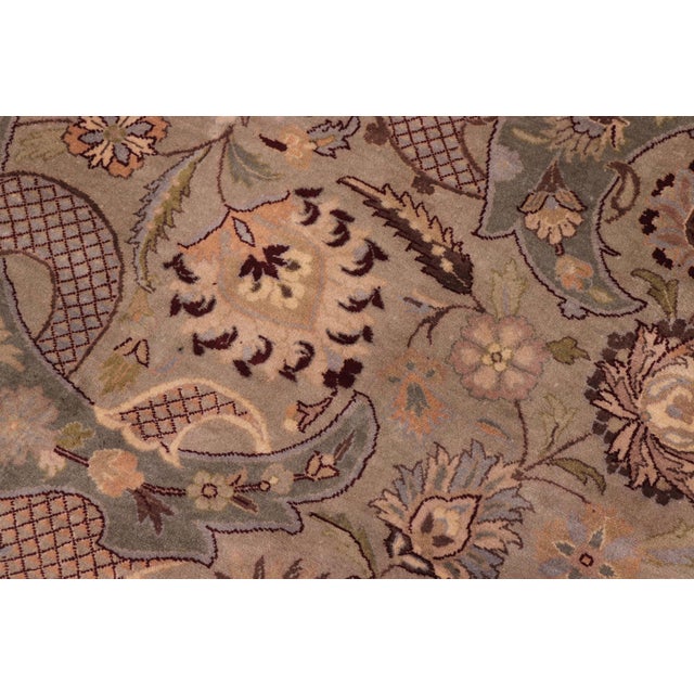 Shabby Chic Agra Pak-Persian Green/Brown Wool Rug - 10'1'' X 14'3'' For Sale - Image 4 of 8
