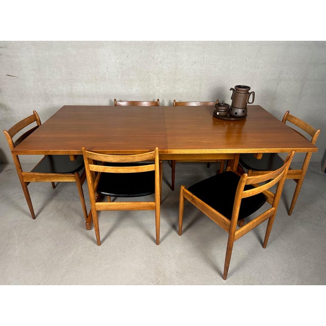 Vintage Dining Table and Chairs by Jos de Mey for Van Den Berghe Pauvers, 1960s, Set of 7 For Sale - Image 3 of 18