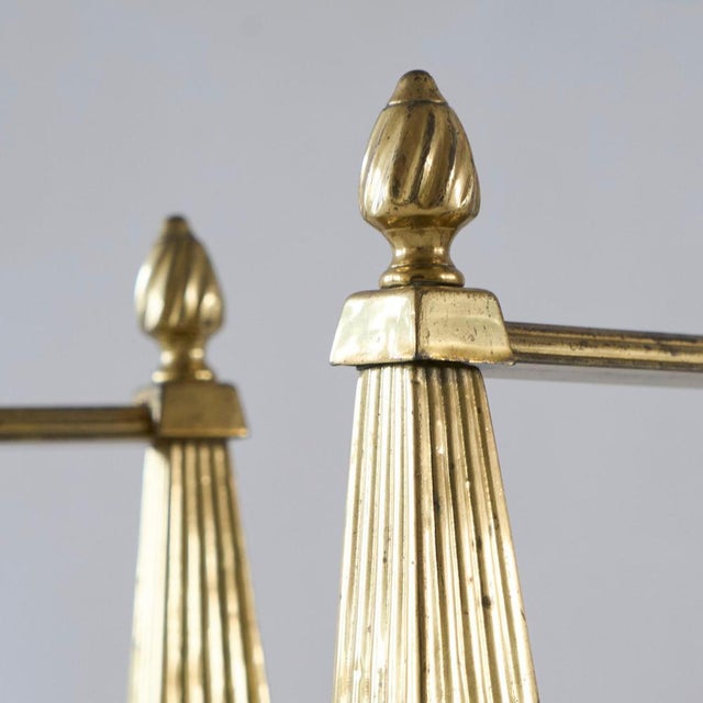 Neoclassical Andirons in Patinated Brass, 1890s, Set of 2 For Sale - Image 3 of 10