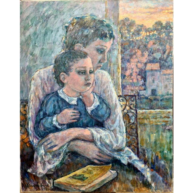 Ulla Fribrock, Mother and Child, Oil Painting on Canvas, Late 20th Century For Sale - Image 7 of 7