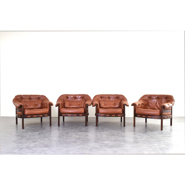 Mid-Century Oak & Leather Armchairs by Arne Norell for Coja, 1960s, Set of 4 For Sale - Image 17 of 17