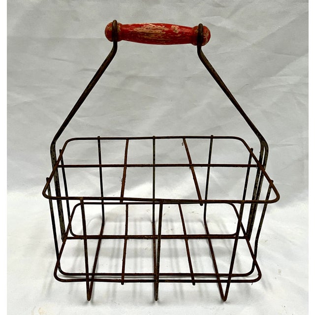 Early 20th Century Antique French Bottle Carrier W/Red Handle For Sale - Image 5 of 9