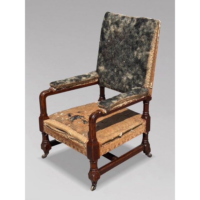 Antique Victorian Gothic Armchairs in Oak, 1860, Set of 2 For Sale - Image 3 of 13