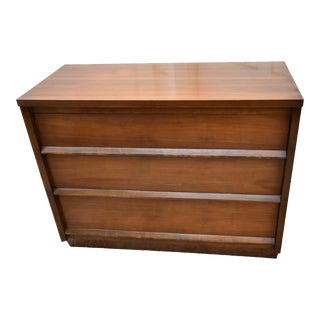 Vintage MCM Three Drawer Walnut Chest of Drawers For Sale