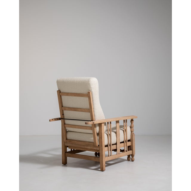French Oak Reclining Armchair with Pull-Out Footrest, Antique, France, Circa 1940 For Sale - Image 9 of 18