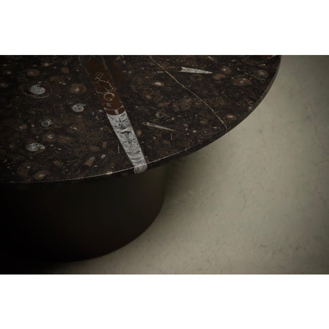 Vintage Fossil Limestone and Wood Coffee Table from Metaform, 1980s For Sale - Image 4 of 10