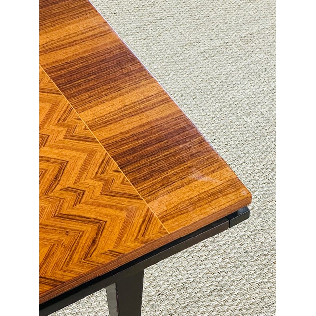 Art Deco Varnished Chevron Marquetry Dining Table with Extensions, 1940s For Sale - Image 10 of 18
