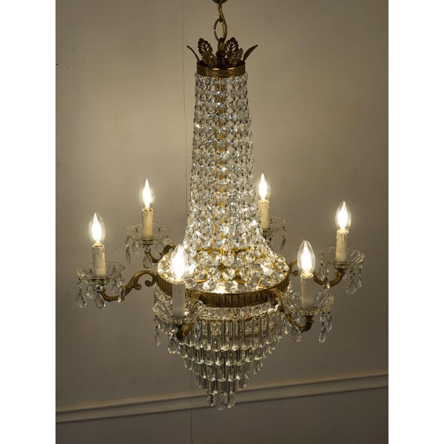 Mid-Century Modern Empire-Style Chandelier in Cut Crystal, Italy, 1950s For Sale - Image 3 of 13