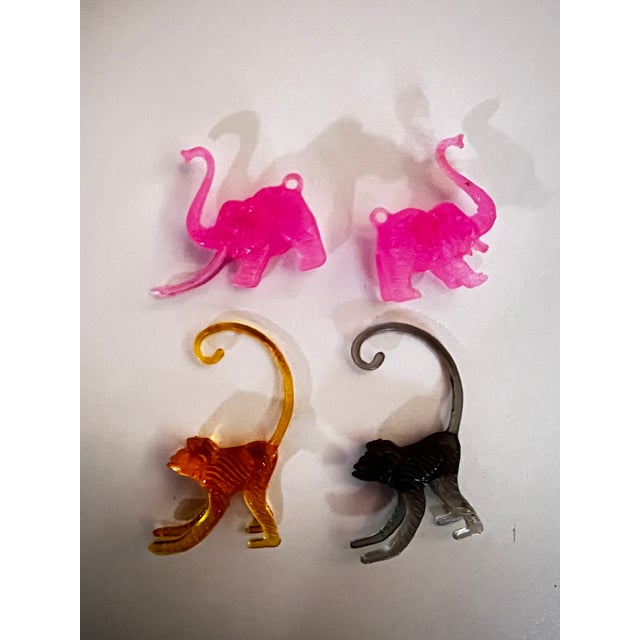 Federal Glass 1950s Federal Glass Pink Elephant & Chartreuse Monkey Highball Cocktail Glasses - Set of 11 With Charms For Sale - Image 4 of 12