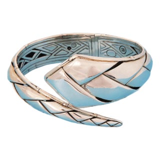 John Hardy Planted Bamboo Sterling Silver Fancy Bypass Flex Bracelet For Sale