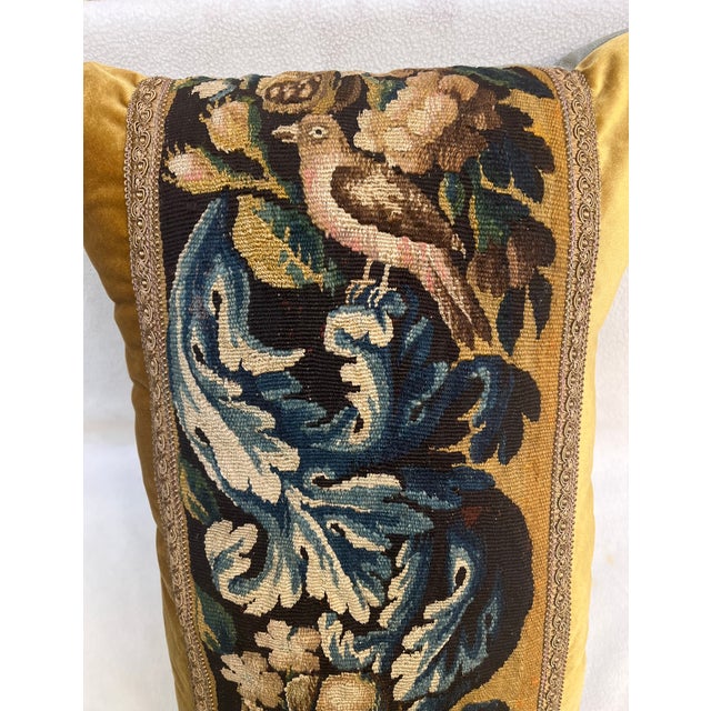 Traditional Pillow With 18th Century Tapestry - Bird and Fruit For Sale - Image 3 of 9