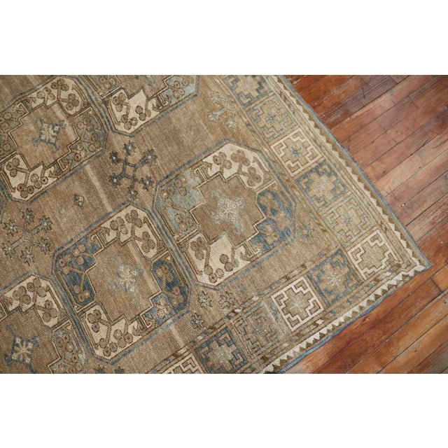 Islamic Early 20th Century Soft Brown Denim Blue Tribal Ersari Carpet For Sale - Image 3 of 6