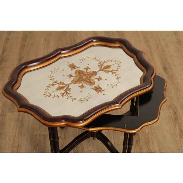 Late 20th Century English Regency Style Partial Gilt Faux Bamboo Tray Table For Sale - Image 11 of 12