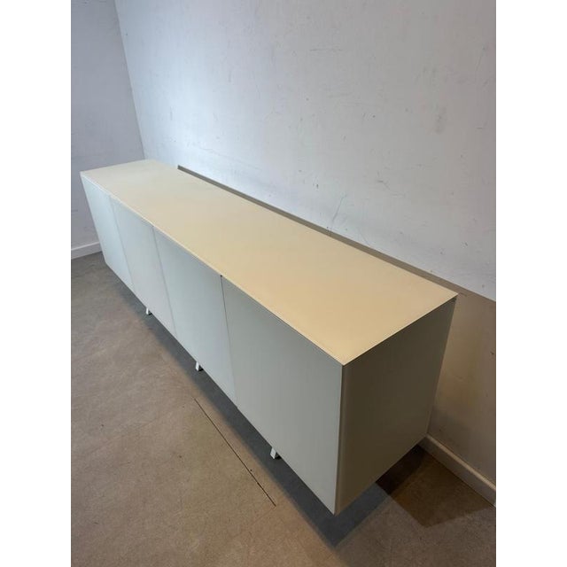 Contemporary Vintage White Sideboard in Tempered Glass For Sale - Image 3 of 6