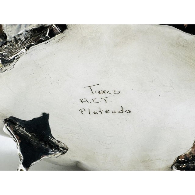1960s Mexican Silver Plate Center Bowl With Abalone Fish Handles, Signed a.c.t. Taxco For Sale - Image 18 of 18