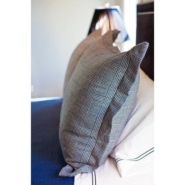 Campaign Pair of Custom Ralph Lauren Glen Plaid European Shams For Sale - Image 3 of 6