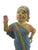 Large hand carved and hand painted wood Hindu Indian statue. Indian woman in traditional garb with her hair pulled back...