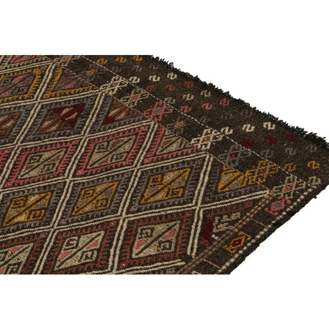 Vintage Cecim Kilim Tribal Rug in Beige-Brown, Multicolor Geometric Pattern For Sale In New York - Image 6 of 7