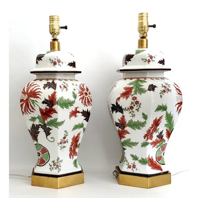 Mid 20th Century Lamp Pair French Ginger Jars Large For Sale - Image 5 of 14