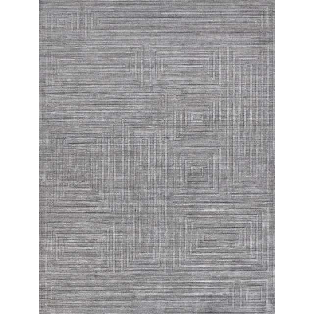Wood Exquisite Rugs Castelli Handmade Bamboo Silk & Cotton Gray Rug-10'X14' For Sale - Image 7 of 7