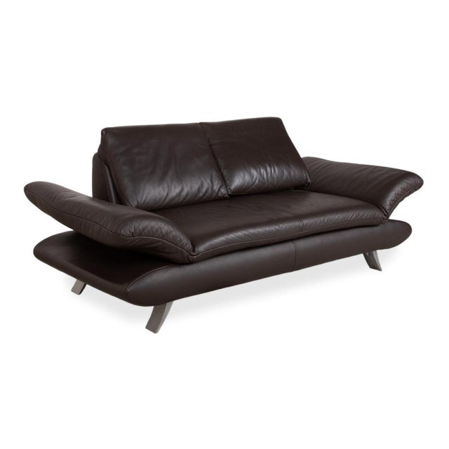 Modern Leather Two-Seater Brown Manual Function Sofa by Koinor Velluti For Sale - Image 3 of 16