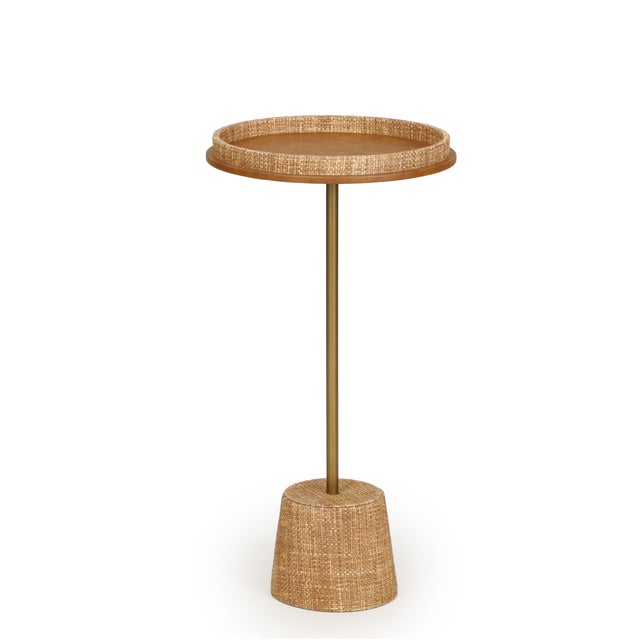 Saddle Natural Raffia Designer Side Table For Sale - Image 4 of 6