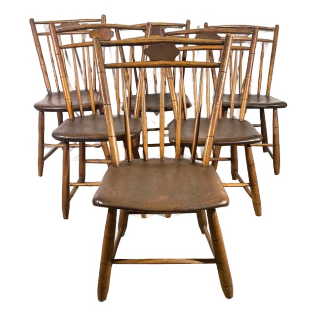 Antique American Windsor Chairs Set of 6 For Sale